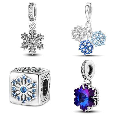Schmuckanhänger Weißkupfer Platinbeschichtet 9 Silber Liebe Winter Schneeflocken Perlenanhänger Perlen DIY Armband Halskette Schmuckherstellung