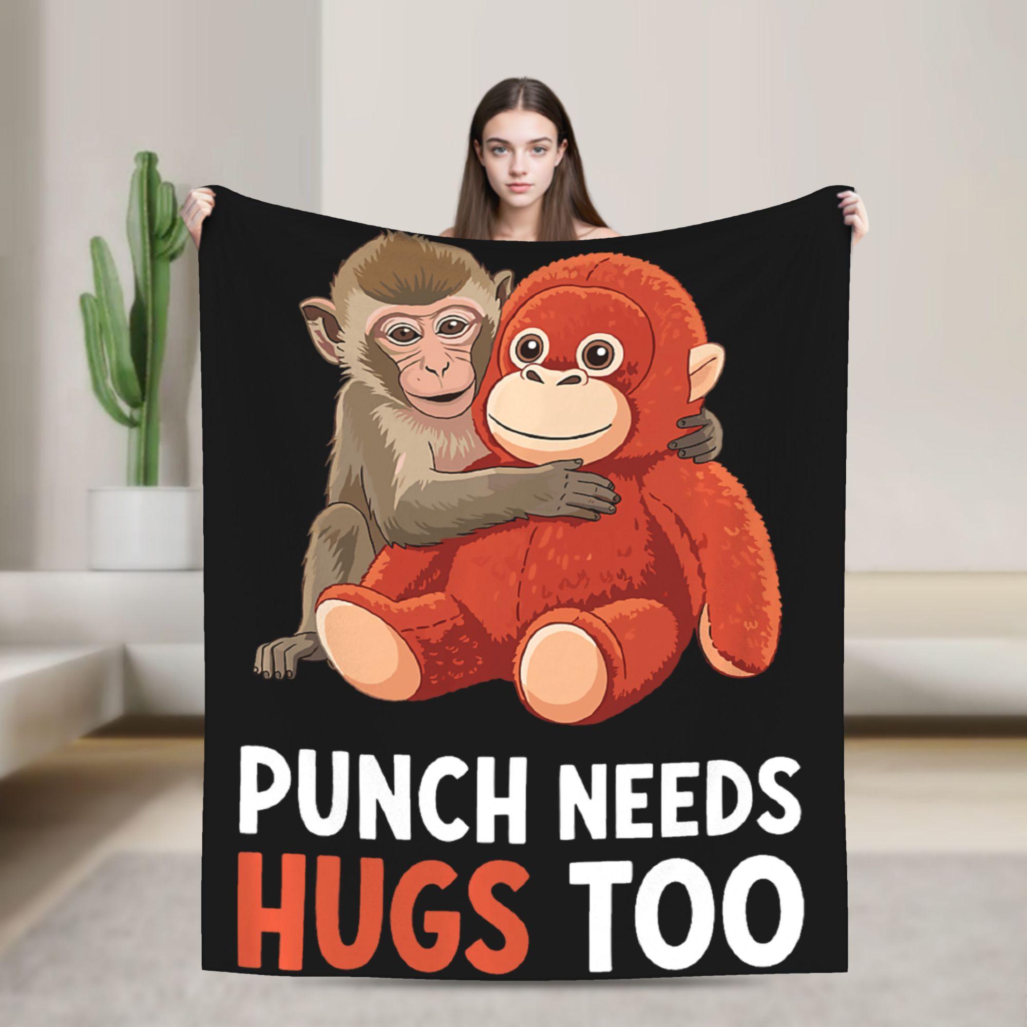 

Monkey Punch Needs Hugs Too Cute Macaque Orangutang Flannel Blanket Girls Warm Comfy Throw Blanket Autumn Bedspread Bed Cover 75x100cm (30x40inch)