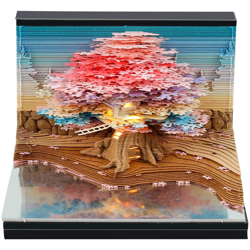 3D Notizblock Papiergravur Notizen 2025 Kalender Notizblock mit LED-Licht Abreißbare Papier-Notizblöcke Notizkarten Geburtstagsgeschenk Kinder
