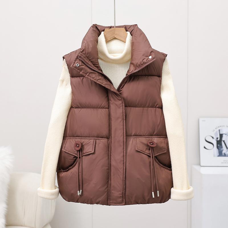 

Ветер осень и зима свободный жилет короткий жилет женский пуховый хлопковый жилет куртка XXL темно-коричневого