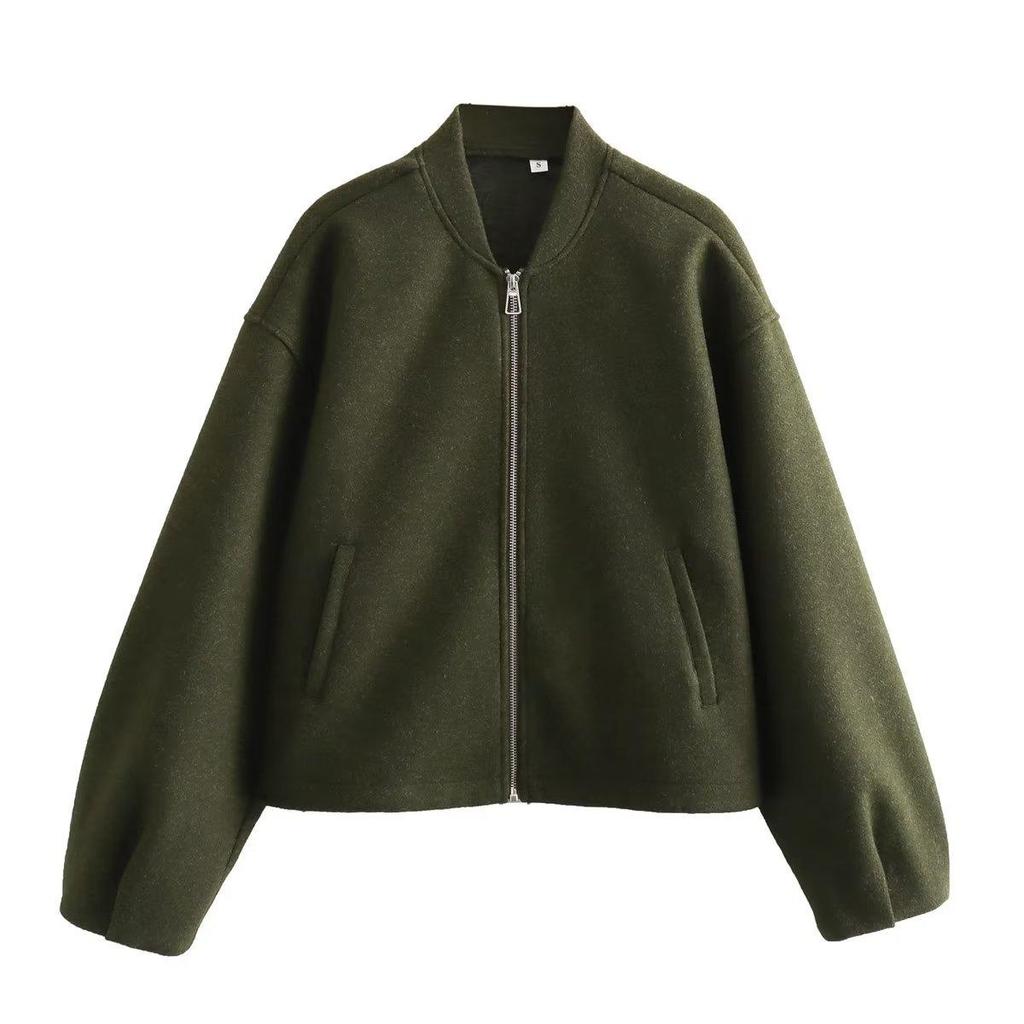 Autumn Winter Women's Wear Fashion Casual Loose Versatile Stand Up Collar Soft Jacket Coat