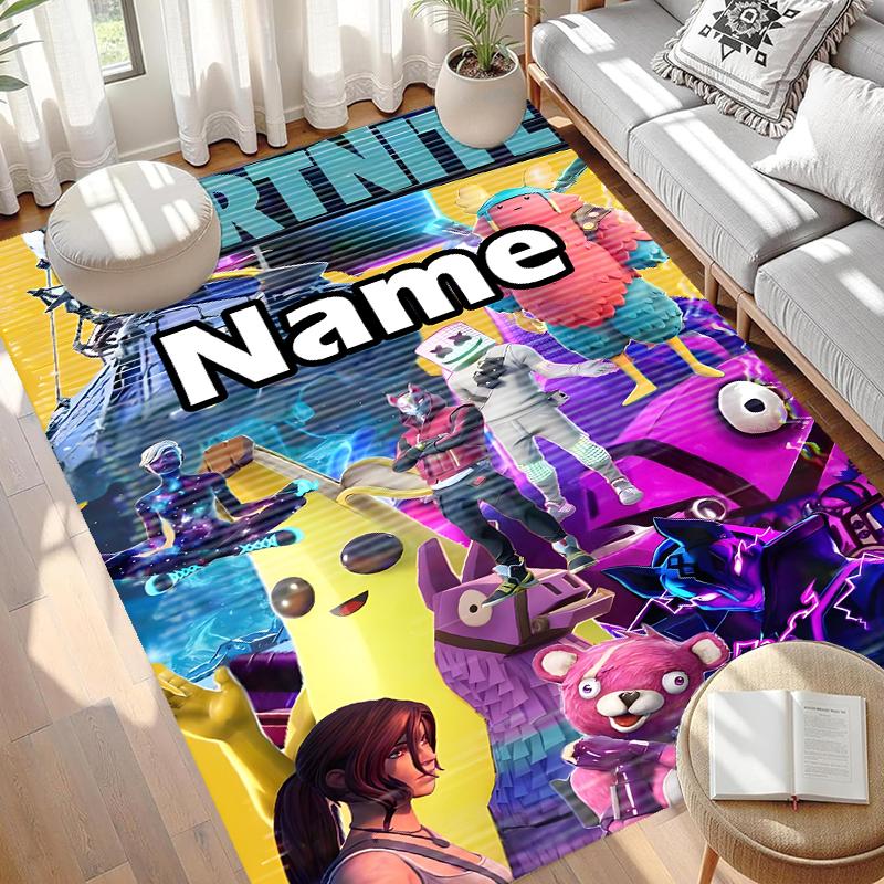 Custom Name Personalized Game Fortnite Print Carpet, Versatile Home Decor Rug, for Playroom, Apartment, Balcony, Entryway, Hallway Gift