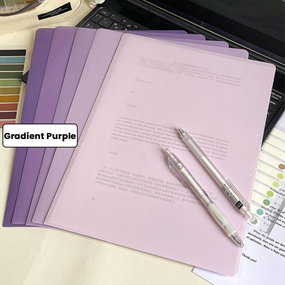 5PCS/Set L-shaped A4 File Folder Gradient Color Document Folder Test Paper Clamp Business Gradient Purple