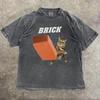 Funny Cat Throwing Brick T-shirt, Brainrot Meme Shirt, Cat Lover Gift
