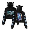 KPop Demon Hunters Huntrix Tiger Cat Crop Tops Cat Ears Sweatshirt Long Sleeve Girls Fashion Hoodie
