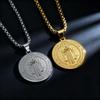 HNSP Stainless Steel San Benito Medal Pendant Chain Necklace Saint Benedict of Nursia Religious  Accessories
