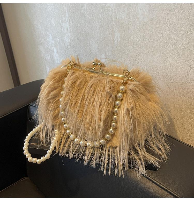 Geantă de pluș pentru femei de capacitate mare 2024, nouă, de toamnă și iarnă, geantă de mesager versatilă, pufoasă, de mână