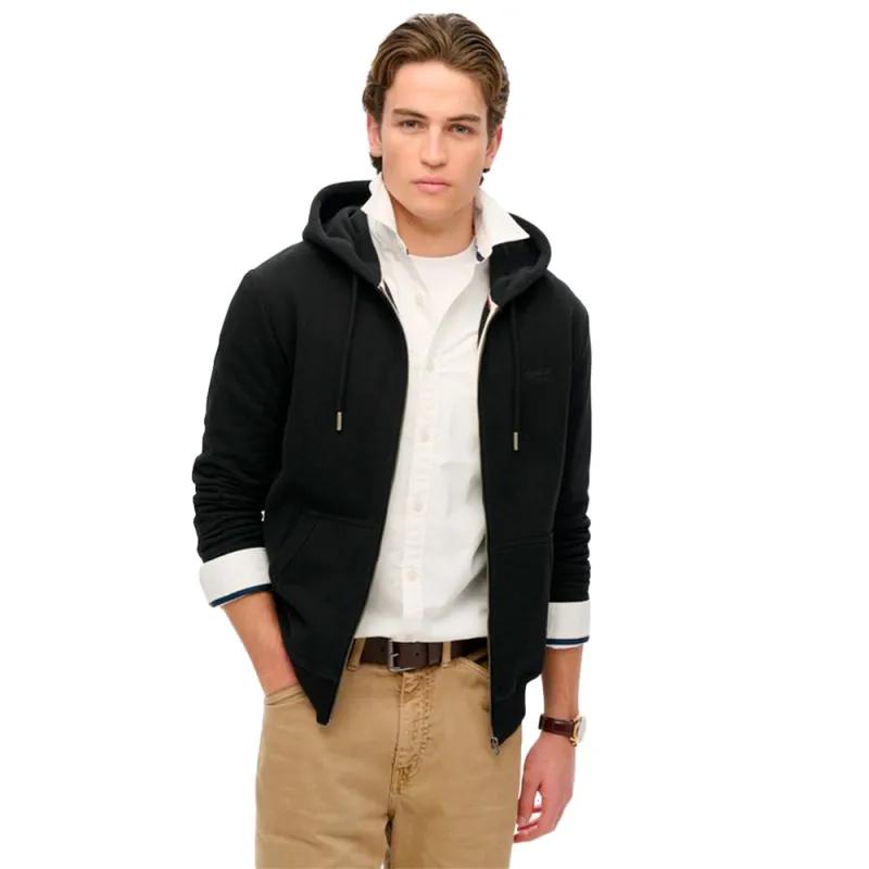Superdry Herren Nero Kapuzensweatjacke "Essential Logo Zip Hoodie Hb", Gr. 3XL, Schwarz, Angeraute Sweatware, Obermaterial: 80% Baumwolle, 20% Polyeste... - Bild 5