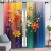 2Pcs Artistic Floral Printed Window Curtains Polyester Material Rod Pocket Design Drapes For Bedroom Living Room Office