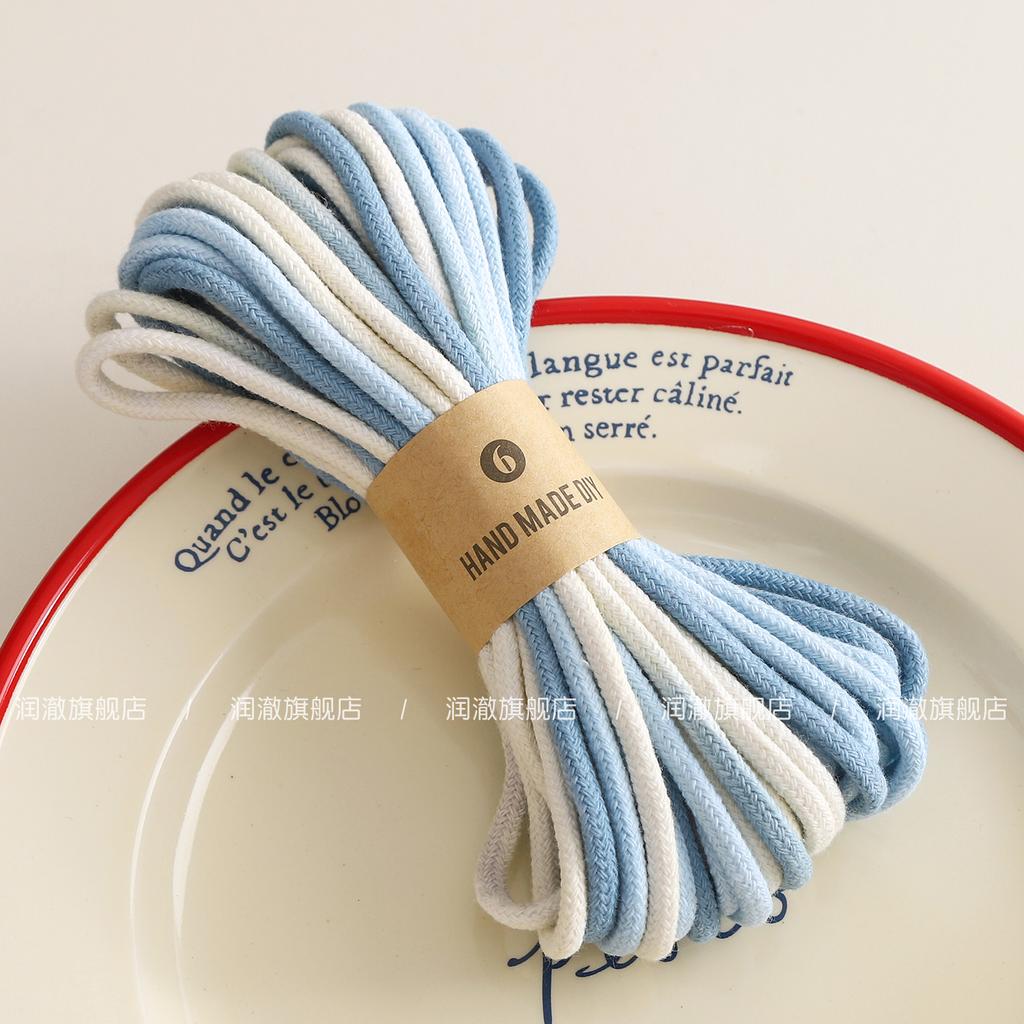 4mm 10m Color Gradient Cotton Thread Home Textile Decorative Rope Clothing Grain Rope Handmade Weaving Rope Craft Accessories