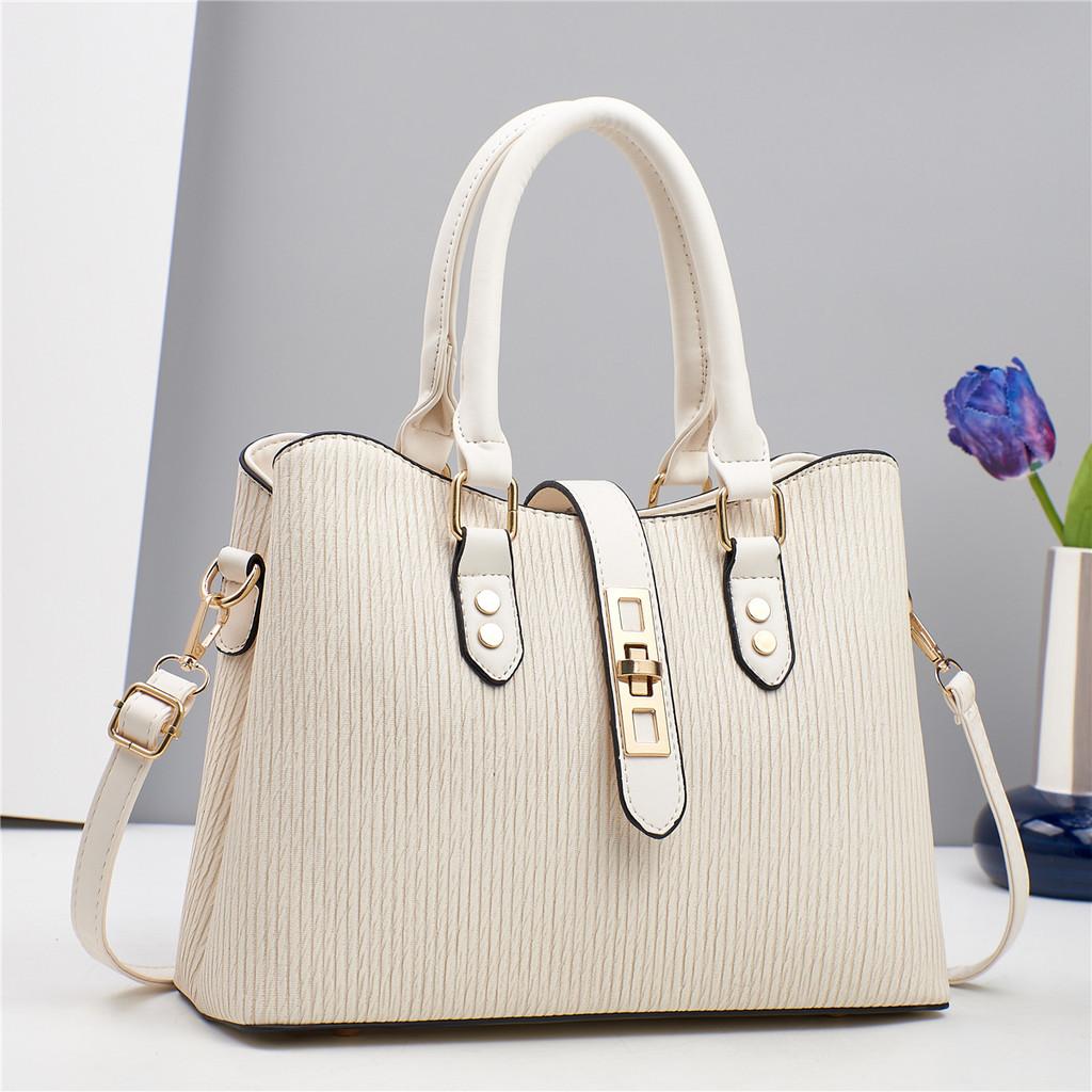Trendy Crossbody Pu Leather Tote Bag For Women Ample Space In Blue And Beige