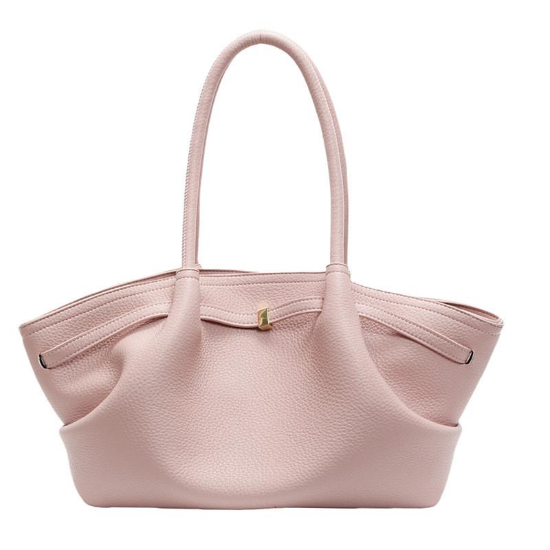 Elegant Pure Color Shoulder Bag With Stitching Details And Polyester Lining For Casual Outings