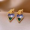 Monet Garden Purple Baroque Pearl Earrings - Vintage Style, Luxury Women's Studs