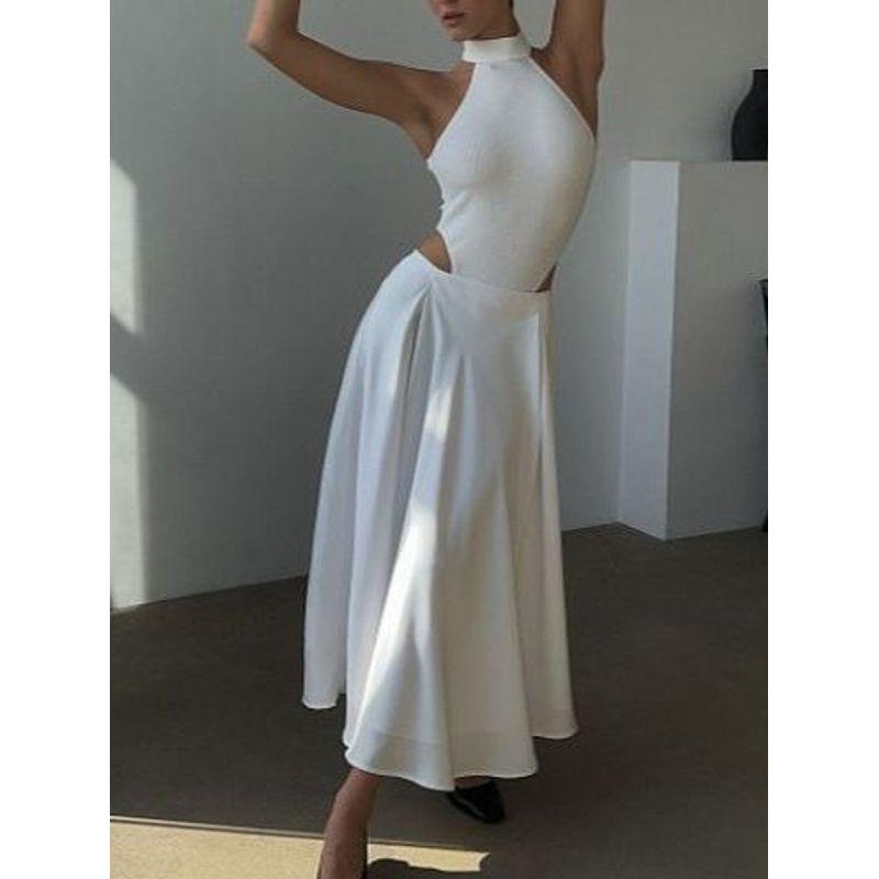 Solid Color Elastic Waist Loose Long Skirt Solid Loose Long Skirt