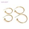 2 Sizes S925 Sterling Silver Needle Gold Color C Shape Smooth Hoop Earring Brass Metal Earring Fashion Jewelry For Women Gifts