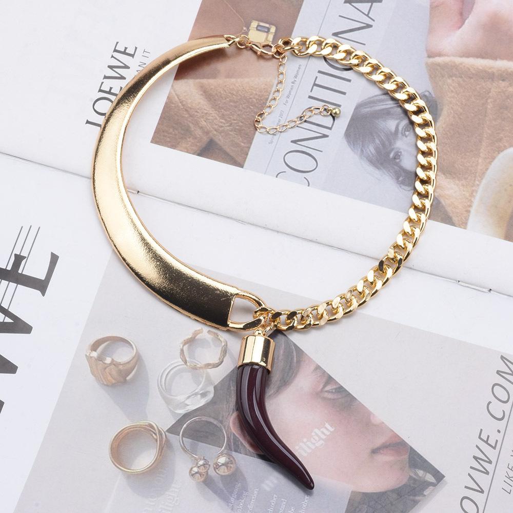 Alloy Necklace Necklace Asymmetrical Half-Curved Half-Chain Trend Accessory