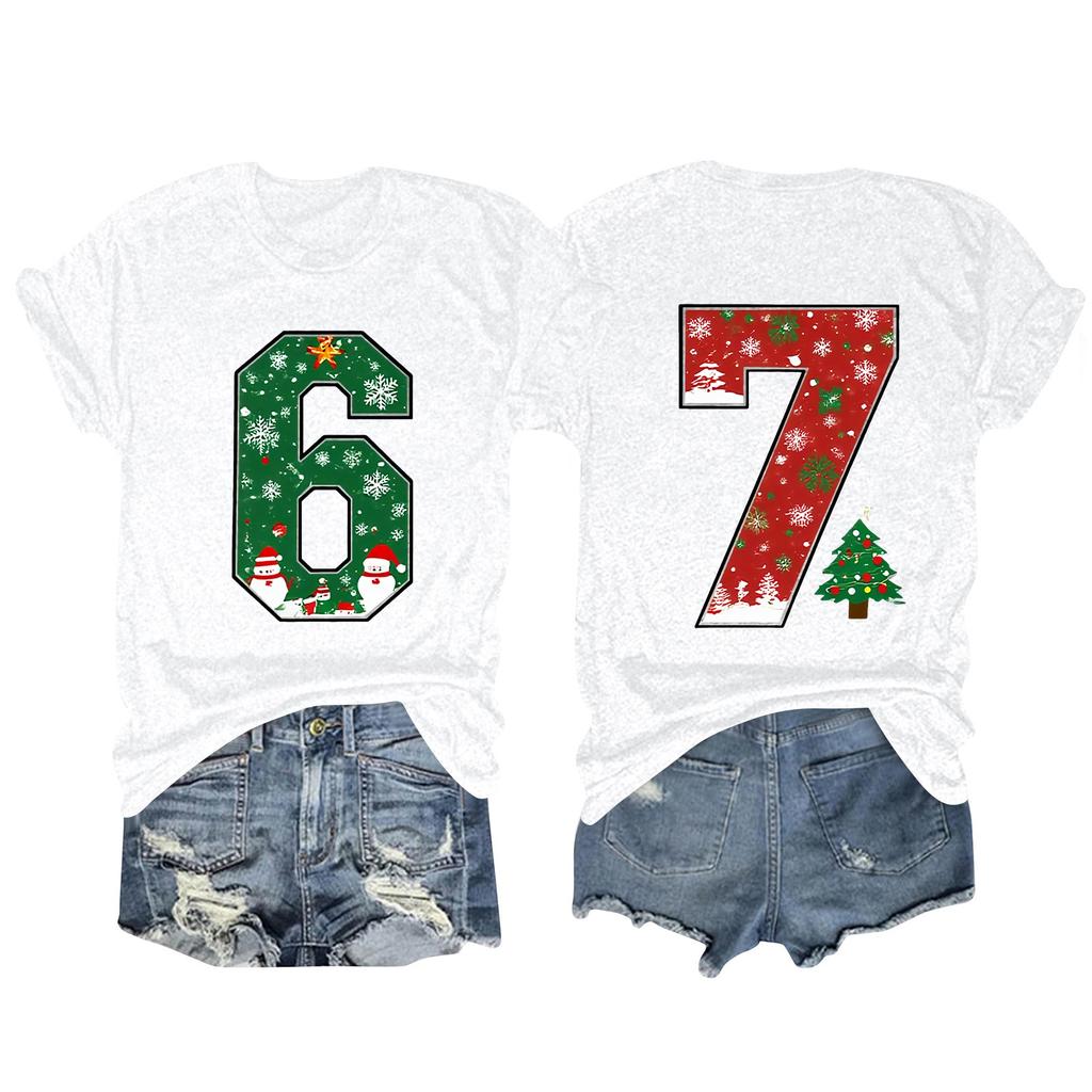 Camiseta de manga corta con cuello redondo y estampado de moda para mujer