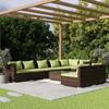 Día y Noche - Día y Noche Set muebles de jardín 9 piezas y cojines ratán sintético marrón