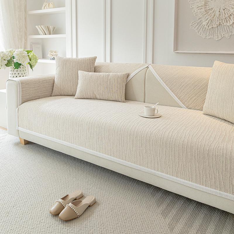 Cream Wind Sofa Cushion Non-Slip Four-Season Universal  New Chenille Seat Cushion Autumn And Winter Beige Cover Towel