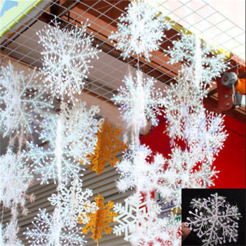 12pcs 8cm Fashion Christmas Tree Pendant Christmas Snowflakes  for Brincos Christmas Day Gift