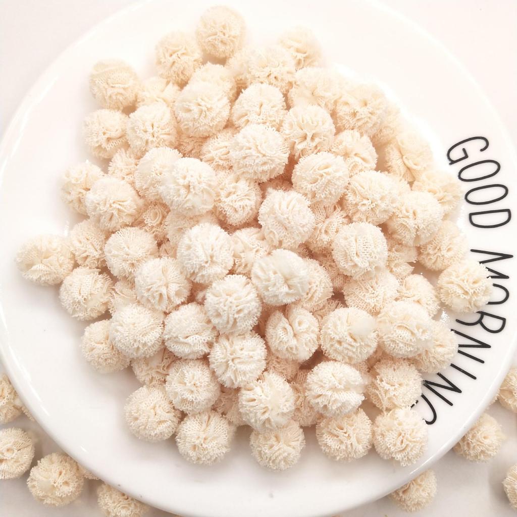 1,5 cm Doppelfarbiges Elastisches Netzblumen-Pompon-Spitzen-Haarschmuck, DIY Koreanischer Stil