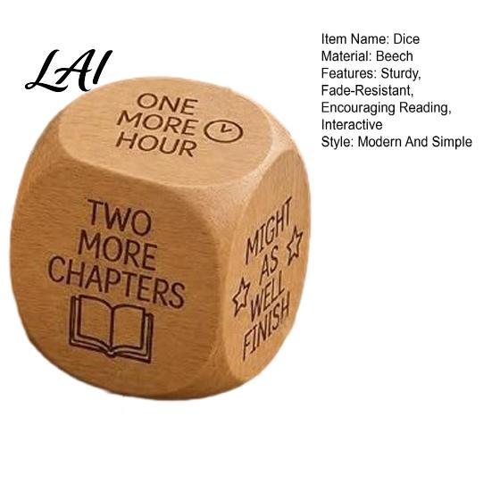 Natural Wood Reading Gift Wooden Decision Dice 6-Sided Engraved Quotes Prompt Daily Habit Builder Charm Fun Companion Book Lover Dice Gif
