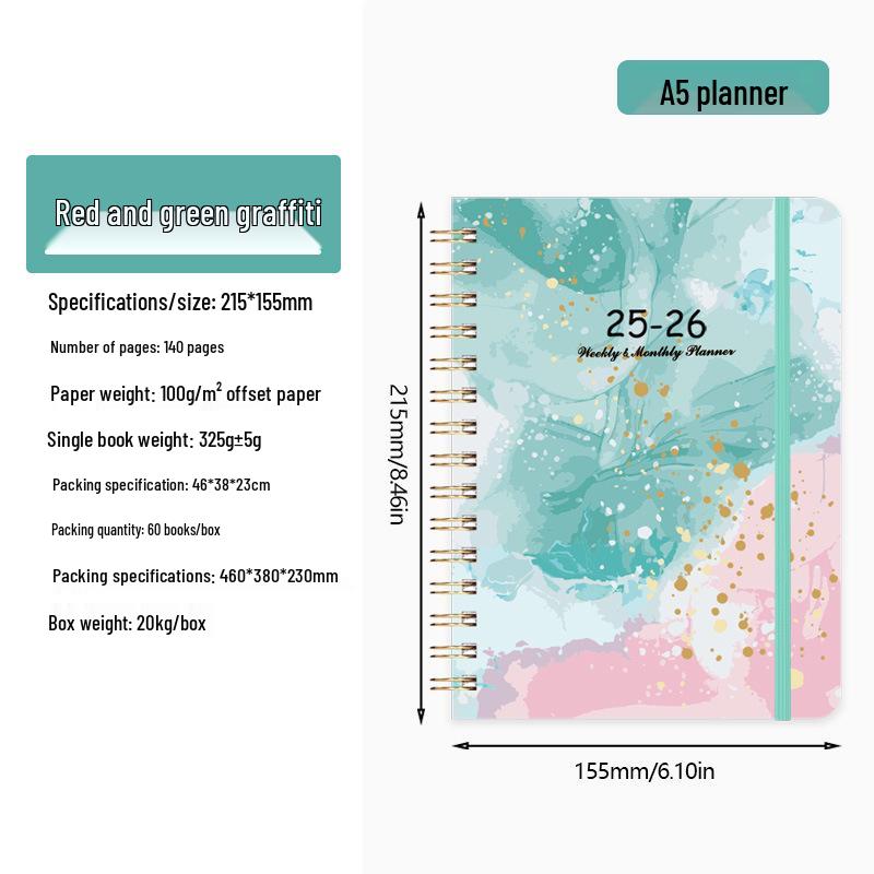 2025 A5 Daily Planner: Customizable Coil-Bound Schedule Book