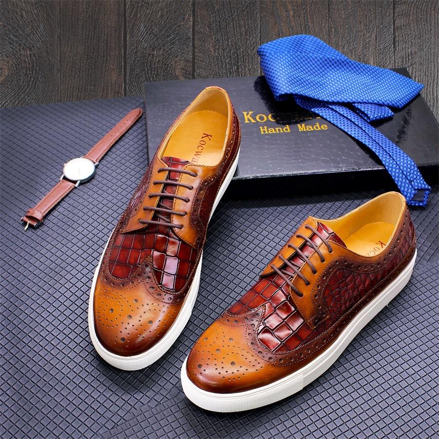 Men'S High-End Hand-Colored Fashion Derby Business Men'S Shoes European And American Casual Business Sports Leather Shoes