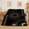 Cartoon Sun Moon Tarot Divination Magic Flannel Blanket Soft Throw Blanket for Bedroom Living Room Bed Travel Camping Picnic Nap