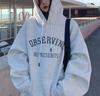 Women's Hooded Long Sleeve Sweatshirt Loose Fit Letter Printed Pullover Hoodie Couple Autumn Daily Outerwear