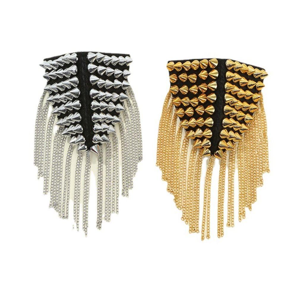 Breastpin Club Tassel Chain Epaulette Cool Jacket Vintage Brooch  Stage performance