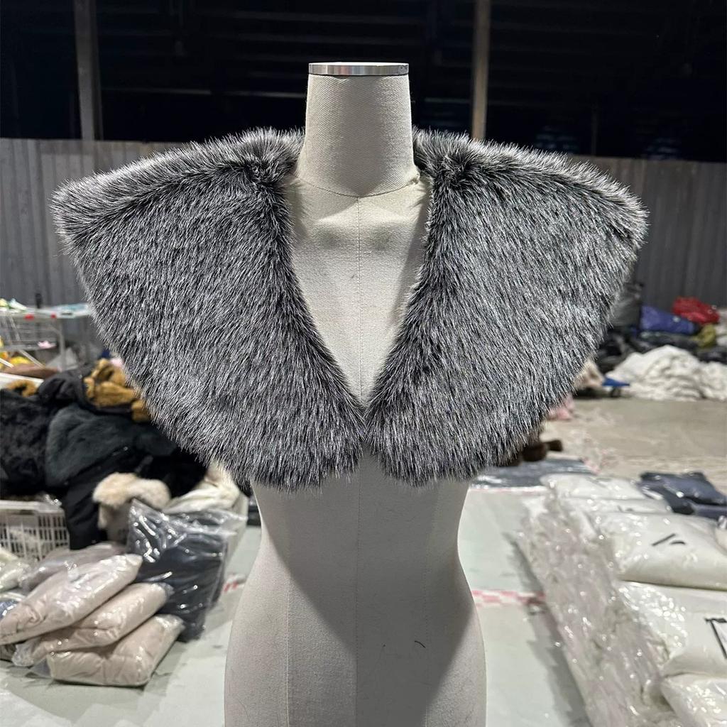 2025 Winter Fur Collar Faux Medieval Warrior Viking Fur Scarf Shawl Man Halloween Cosplay Faux Fur Scarf Costume