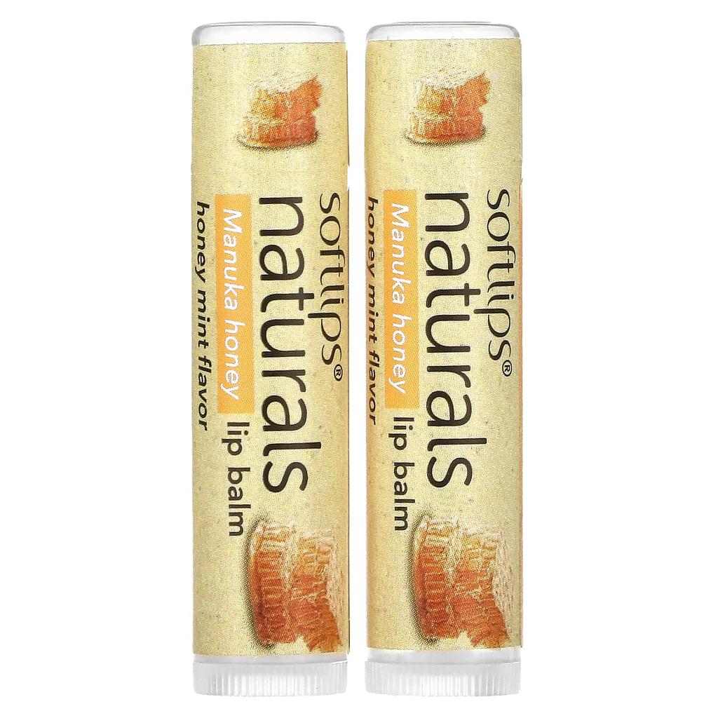 Natural Lip Balm, with Manuka Honey, Honey Mint, 2 Sticks, 4.2G (0.15Oz) Each