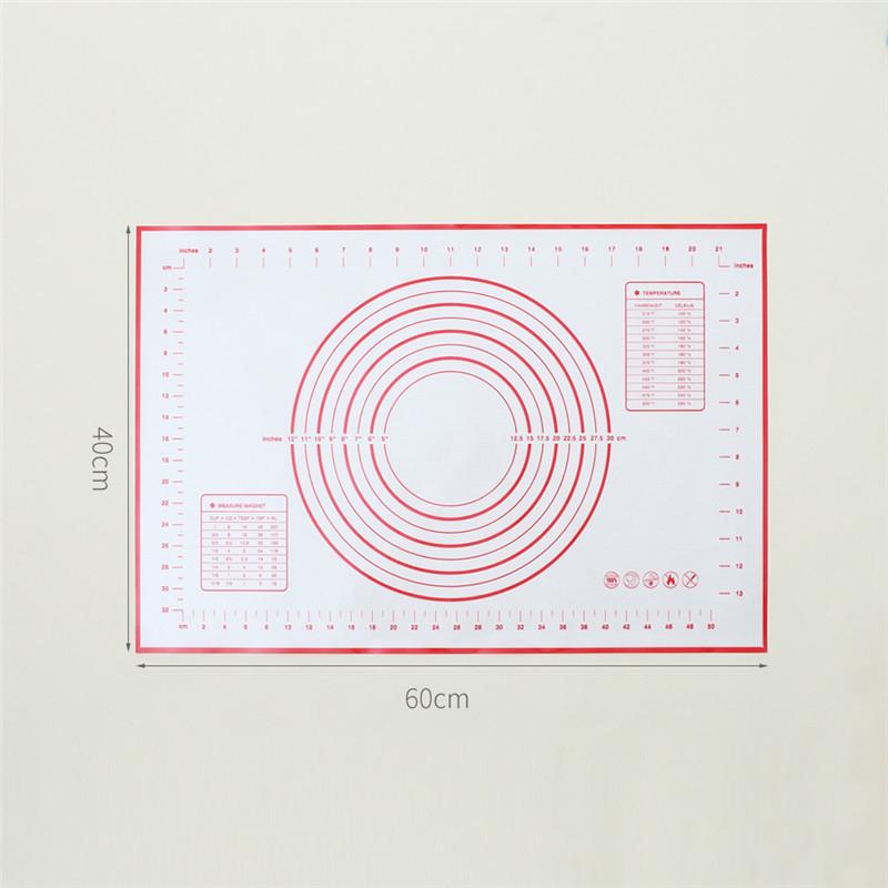 60/50/40cm Silicone Pad Baking Mat Sheet Kneading Dough Mat For Kitchen Rolling Dough Pizza Large Dough Non-Stick Maker Holder