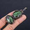 Ruby Zoisite Pendant Gemstone Jewelry, 999 Copper Wire Wrapped Handmade Pendant, Latest Design Jewelry