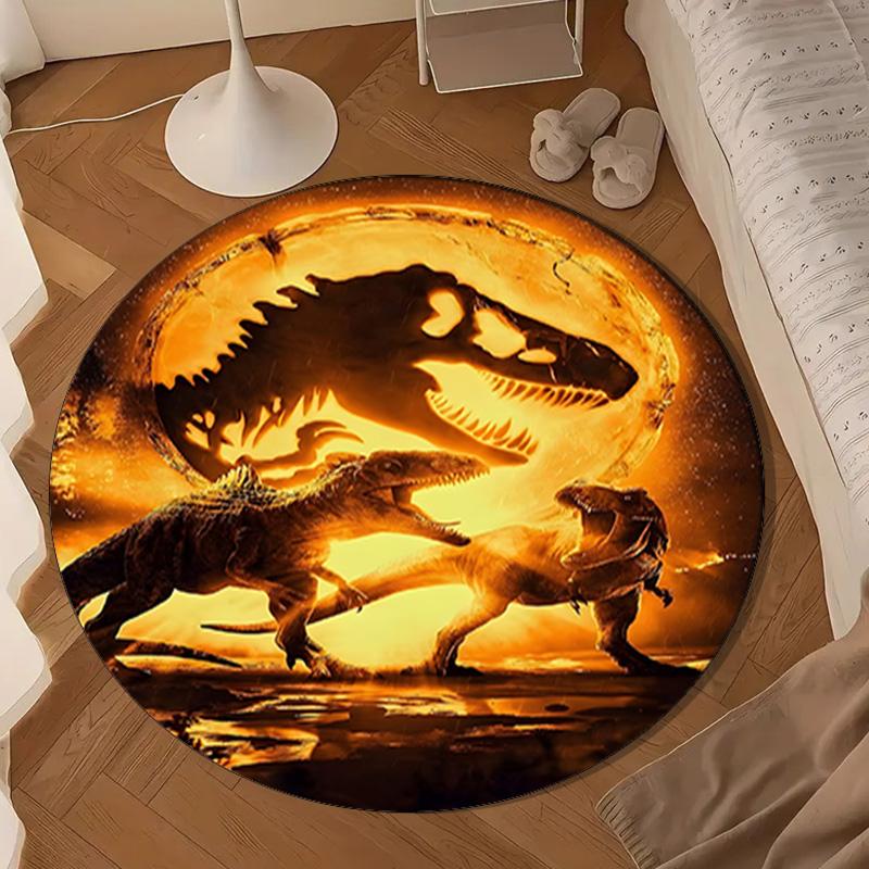 Dinosaur Moonlit Adventure Round Rug for Livingroom,Bedroom, Palyroom, Chair Rug, Area rug, Circle Carpet, Large Size Fan Christmas gift