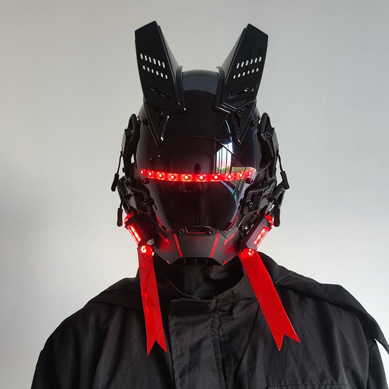 CyberPunk Masks M-Clasp Night City LED Festival White Armoured Cosplay Stage Property SCI-FI Halloween Party Gifts For Adults