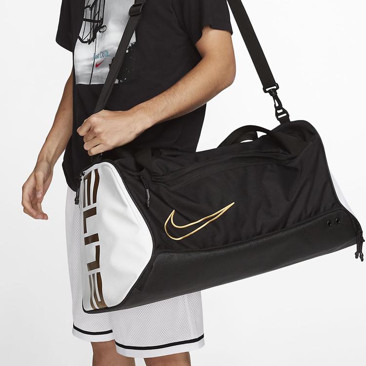Nike Elite Basketball Duffel Bag Travel Bags Black/White/Metallic Gold Casual BA6163-011