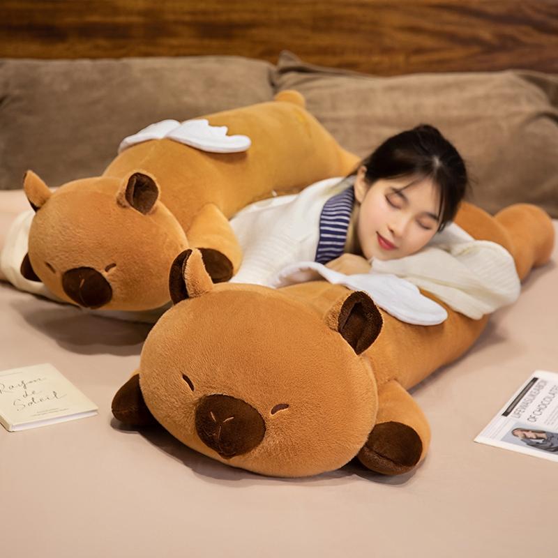 New Wings Capybara Long Sleep Pillow Stuffed Capibara Plushie Fluffy Doll Soft Sofa Cushion Nap Sleeping Toys for Home Bed