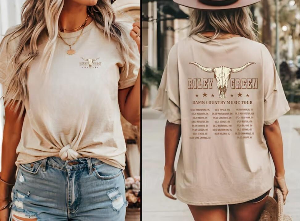 Riley Green Damn Country Music Tour Shirt Crewneck Riley Green Shirt Riley Gre Unisex T-Shirt XL