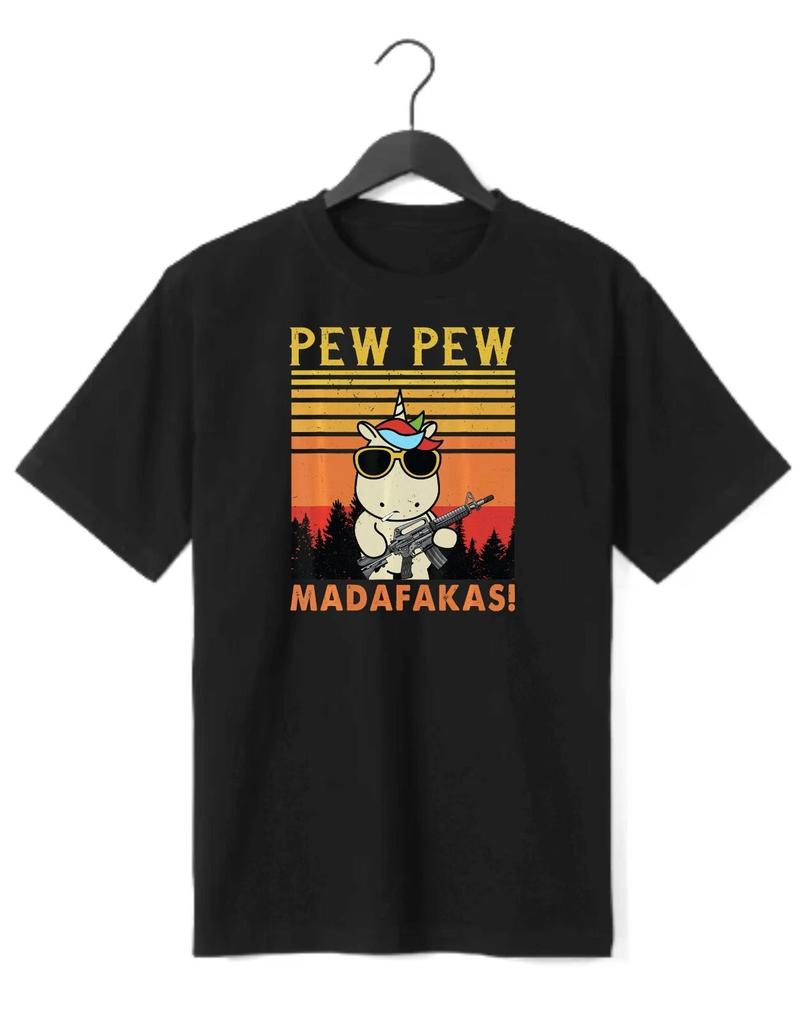 Pew Pew Madafakas funny t-shirt with unicorn