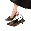 New Leopard Print Summer Pointed Toe High Heel Pumps Women's Sandals Fashion Slip-On Mules for Ladies Party Dress Shoes