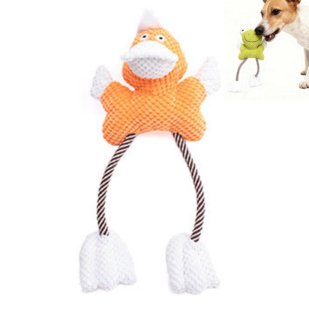 Bite-Proof Squeaky Plush Dog Toys Cleaning Teeth Cartoon Duck Frog Shape Pet Squeeze Sound Toy Soft Fun Sound