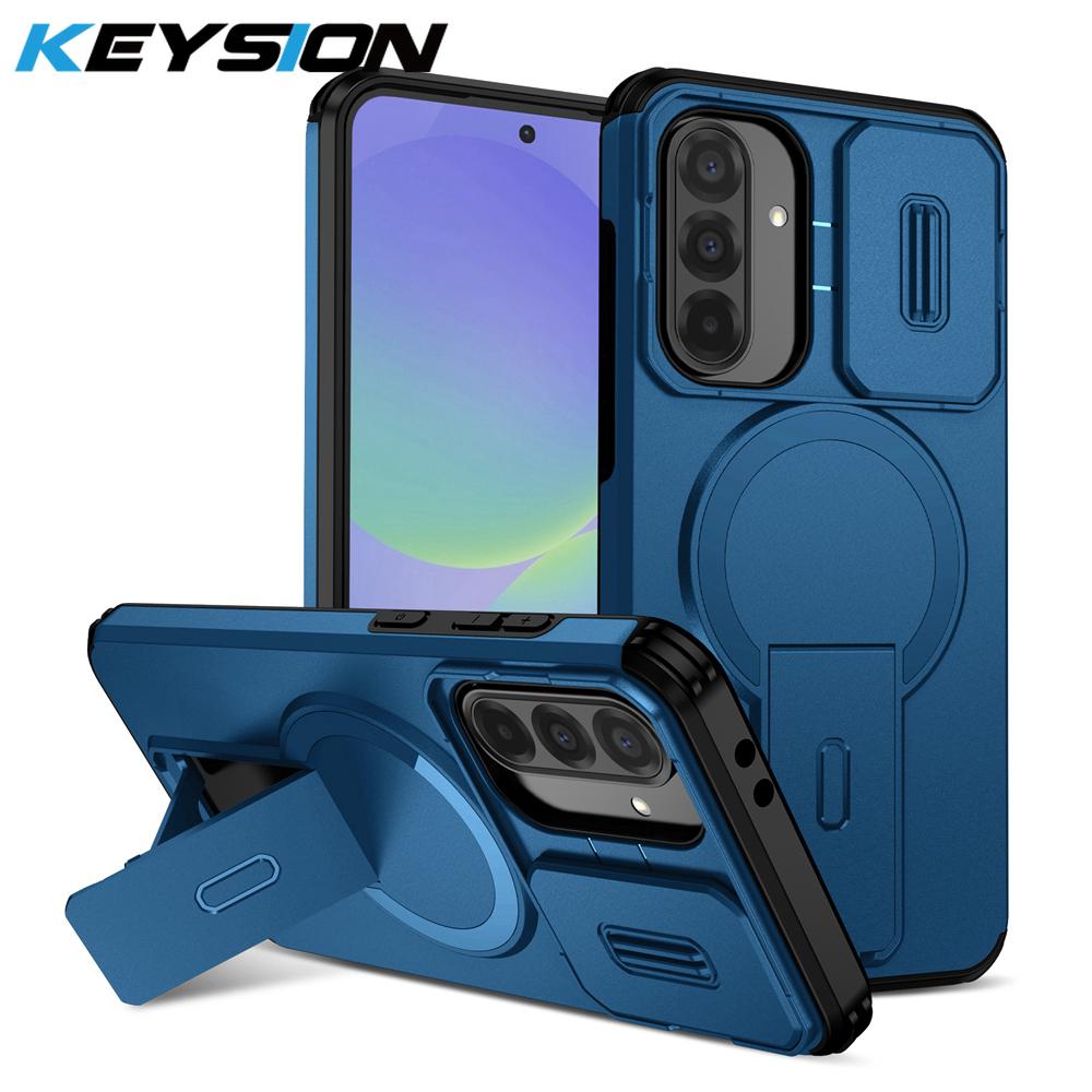 

KEYSION Shockproof Magnetic Case for Samsung A56 5G A36 5G Slide Camera Protection Kickstand Phone Back Cover for Galaxy A16 4G 5G for Samsung A56 5G синій