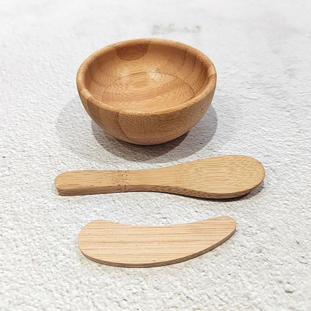 Bamboo Wood Mask Bowl Sleek Bamboo Spatula Spoon Spoon Cosmetic Mixing Tools Cosmetic Mixing