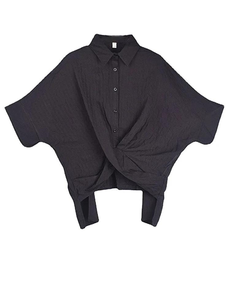 XITAO Loose Half Sleeved Turn Down Collar Shirt HQQ1046