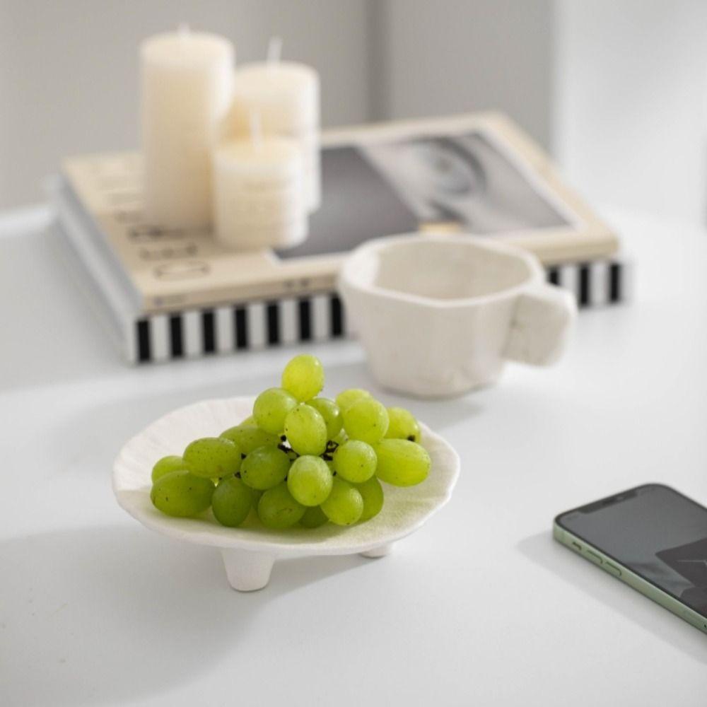 Ceramic Jewelry Storage Tray Creative Aromatherapy Candle Stand Desktop Storage Plate  Kitchen