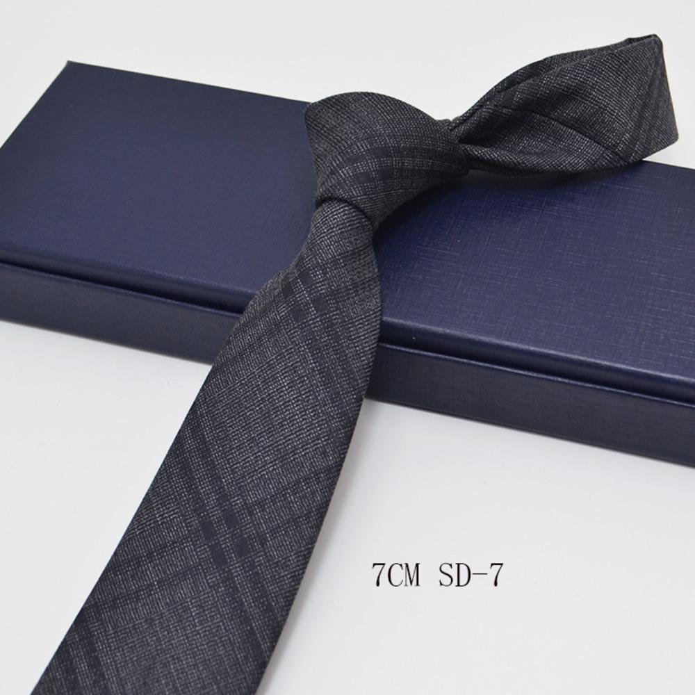 Luxury 7cm Grey Plaid Cotton Neck Ties For Men Soft TR Fabric Red Striped Neckties Casual Ties Wedding Party Groom Cravat Gift