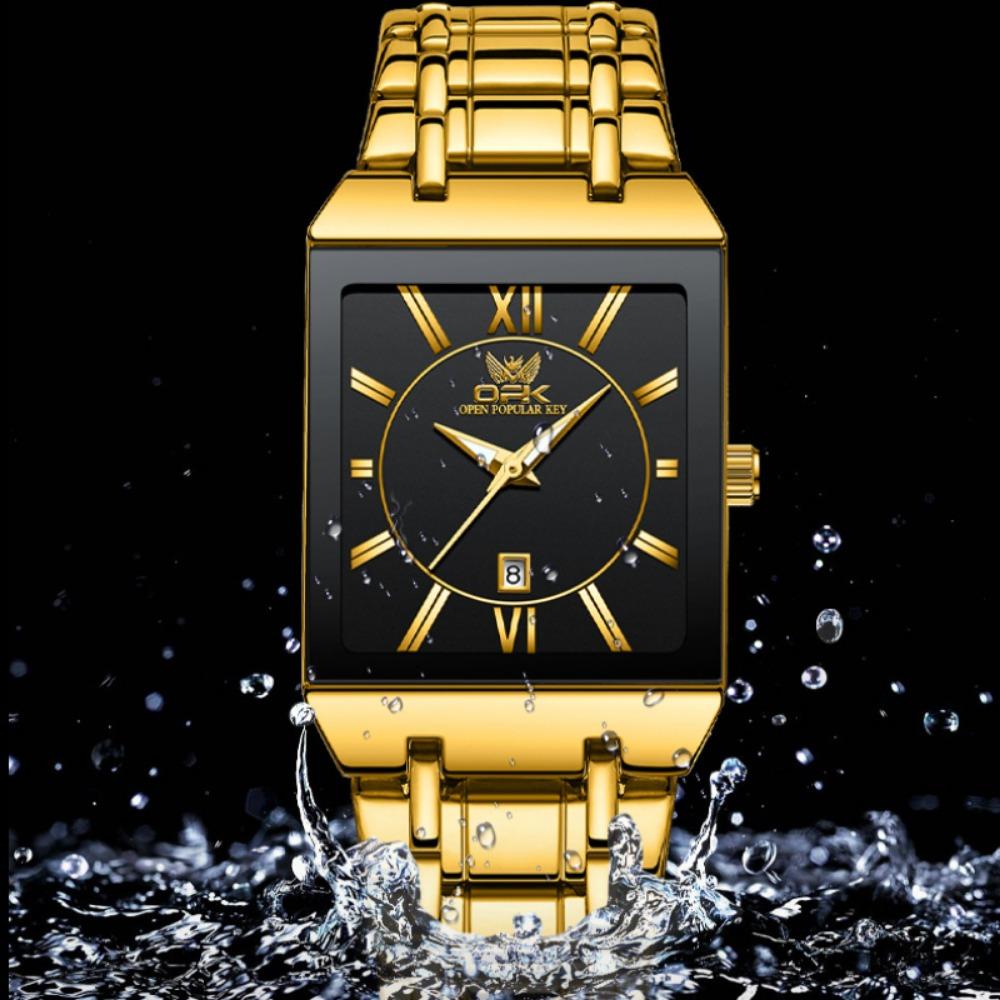 Square Men's Steel Strap Watch Business Calendar Quartz Waterproof Watch Watch
