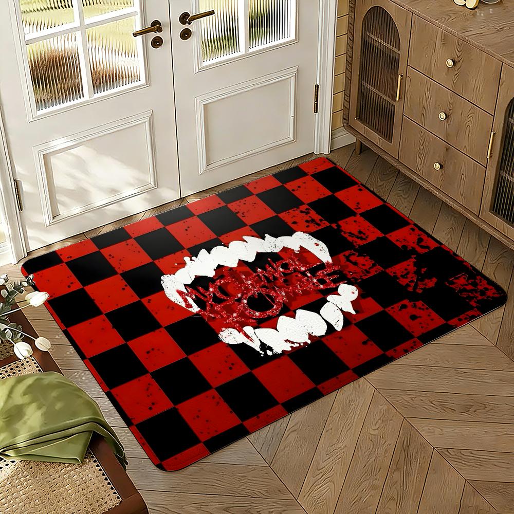 Rock Music Flag Floor Mat Soft Thickened Absorbent Non-Slip Bedroom Living Room Door Mat Home Decor Flannel Rugs